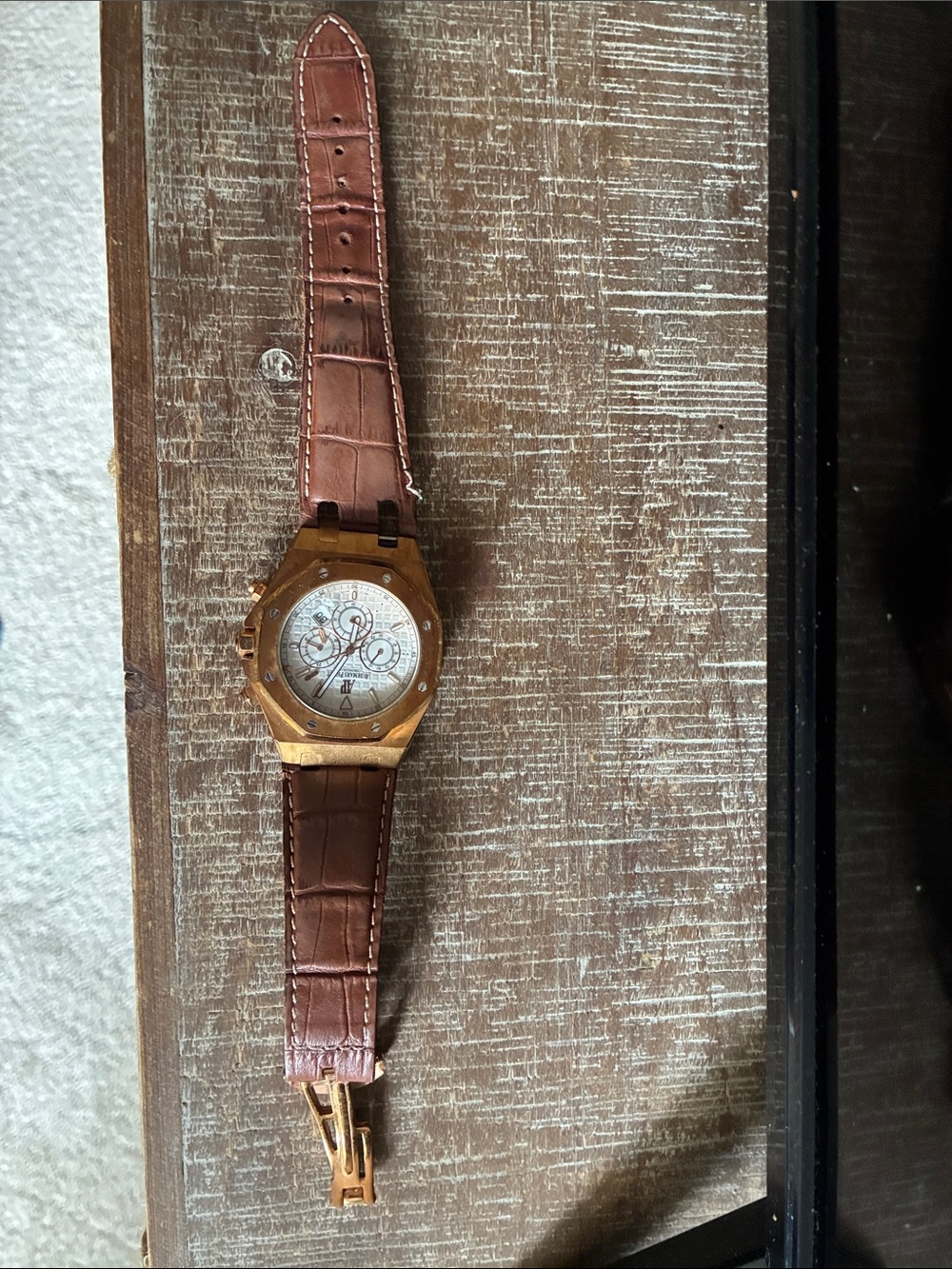 WANT IT GONE Audemars Piguet Rose Gold Case with Brown Leather Strap Watch - Picture 3 of 4